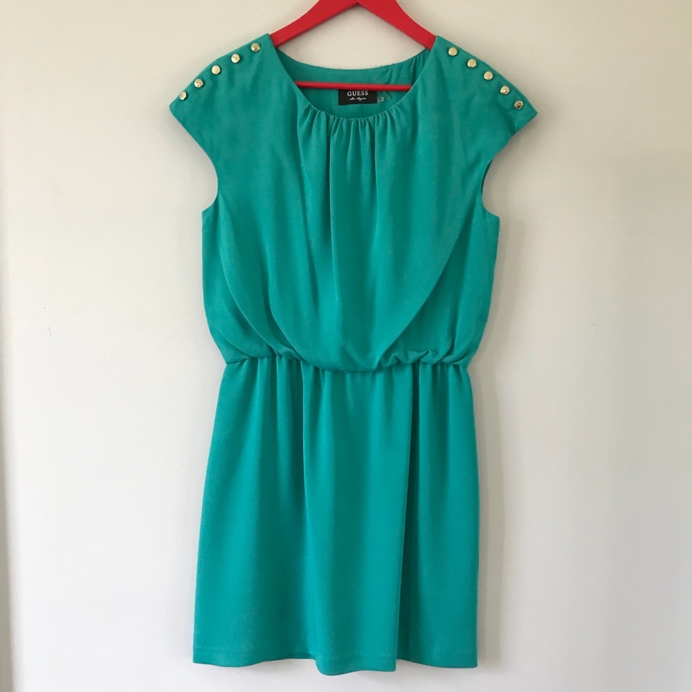 Teal Guess Dress with Gold Buttons